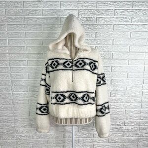 Arizona Jean Company Soft Fleece Cropped Sweater Southwestern Pattern Size XL